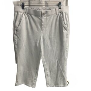 Belle by Kim Gravel Petite Flexibelle Straight Leg Capri Jean White Size 14P